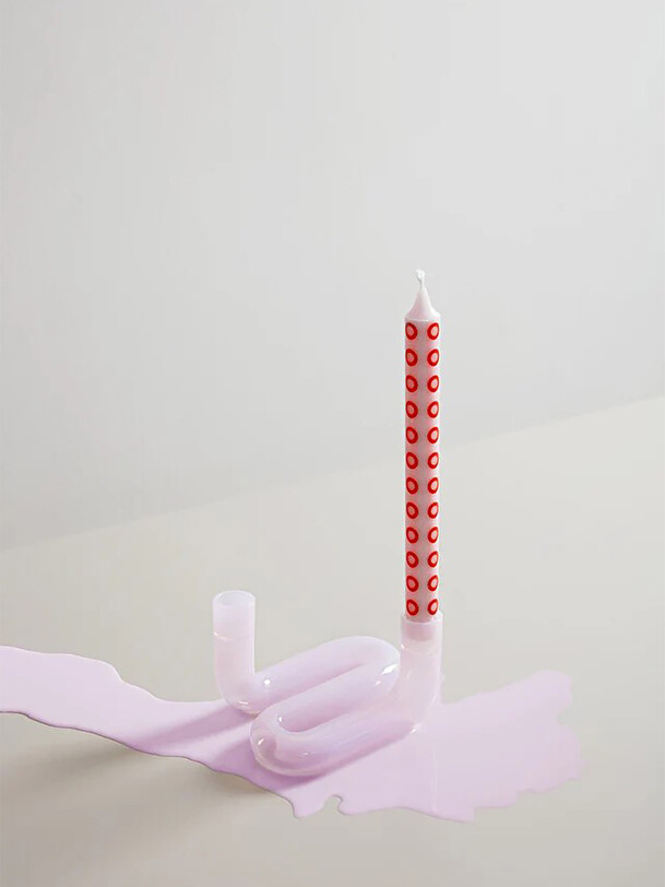 onda supporto di candela rosa
