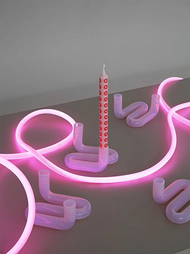 onda supporto di candela rosa