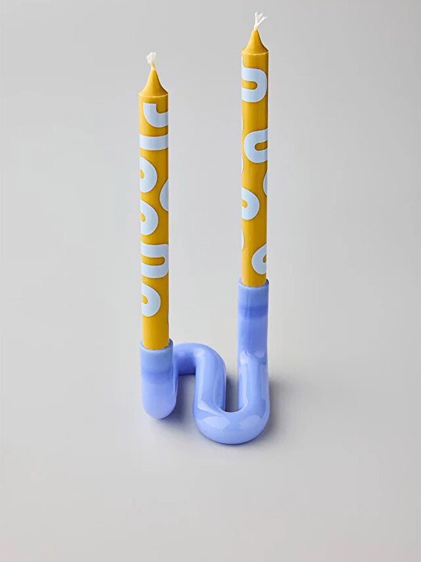 onda supporto di candela blu