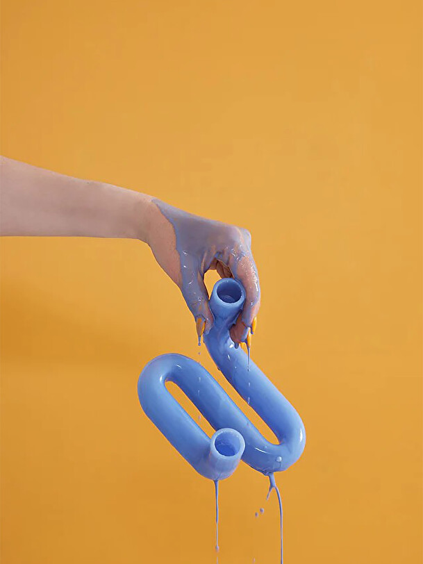 onda supporto di candela blu