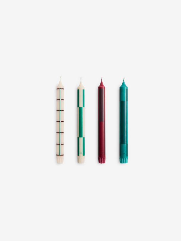set de 4 bougies vert amp bordeaux - fieno multicolore