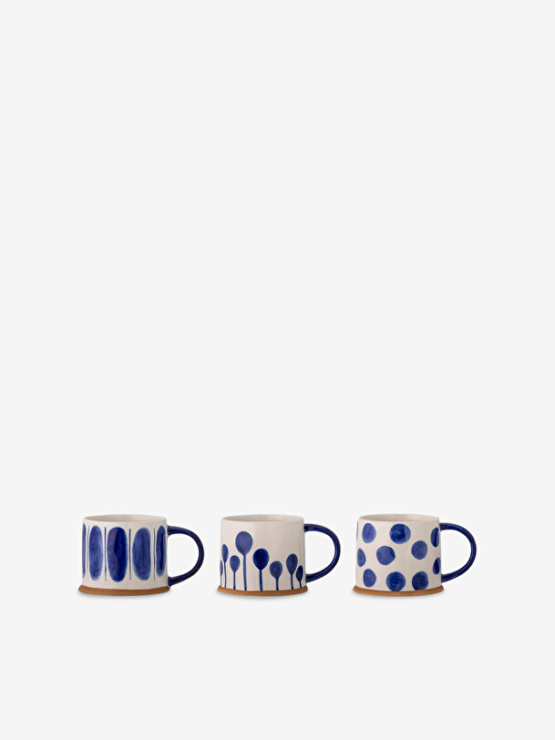 set di 3 linora blu tazze blu
