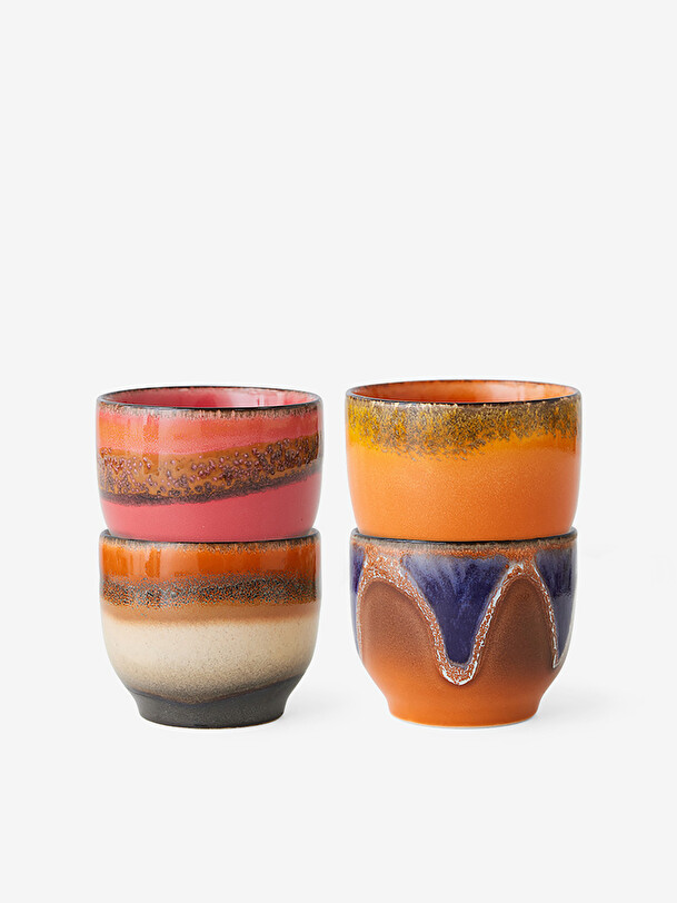 set di 4 tazze di caffè multicolore