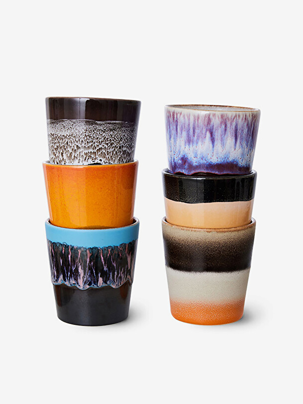 set di 6 ristretto anni 70 stellare multicolore
