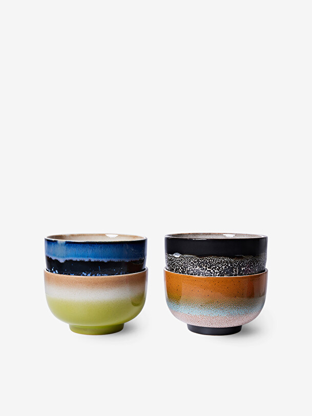 set di 4 ciotole di spaghetti groovy anni 70 multicolore