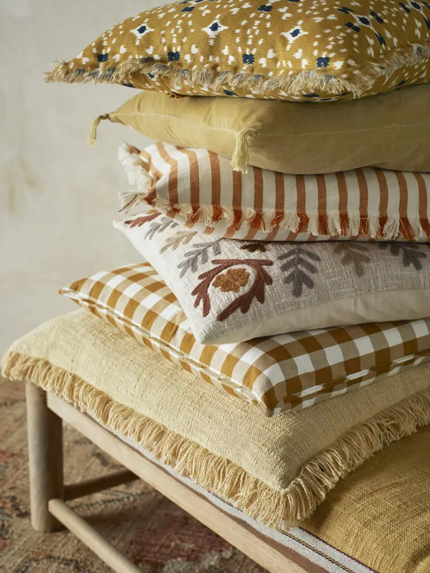 coussin vichy 50x50 - mme stoltz senape