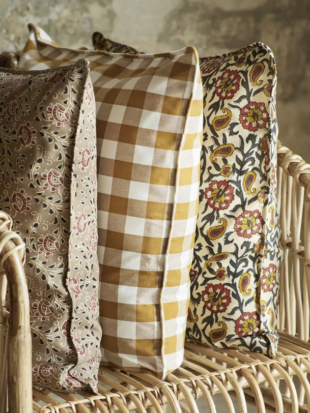 coussin vichy 50x50 - mme stoltz senape