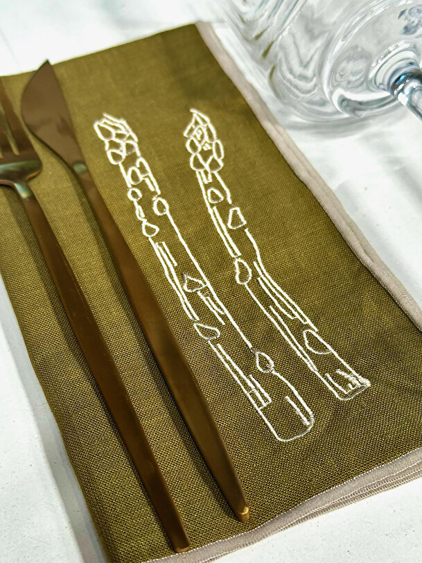 set di 2 asparagi tovaglioli khaki