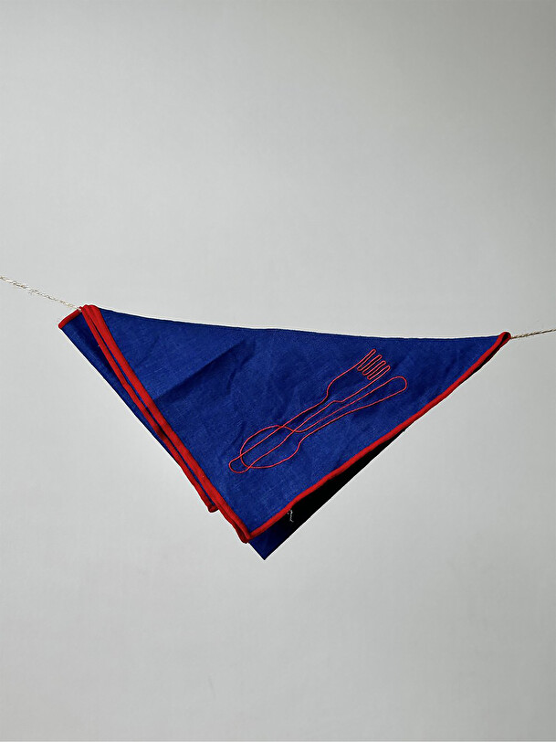 set di 2 posate tovaglioli blu