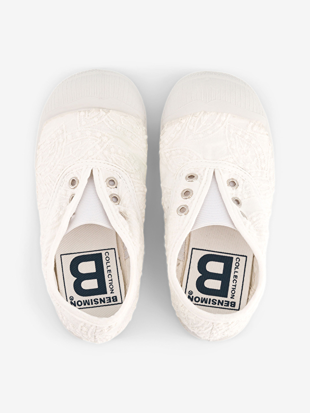 tennis elly bambini ricamo ecru