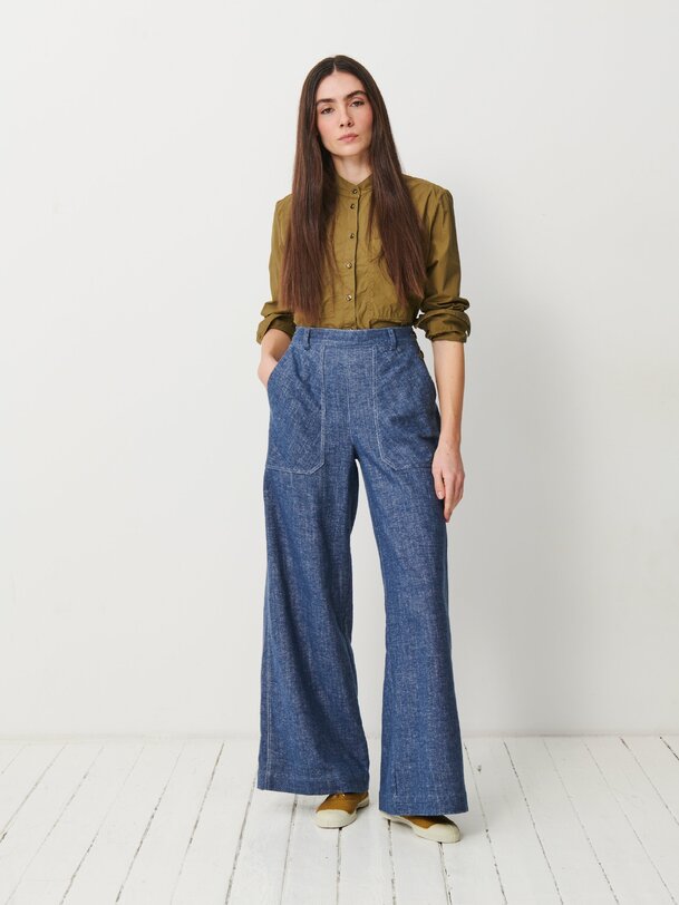 moison pantaloni blu