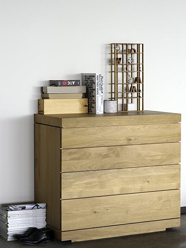 rovere burger cassettiera con 4 cassetti in rovere chiaro