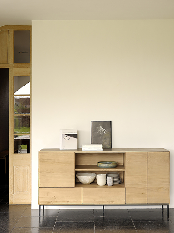 rovere whitebird credenza -3 porte 2 cassetti in rovere chiaro