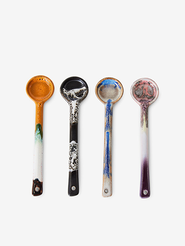 set di 4 cucchiai anni 70 multicolore