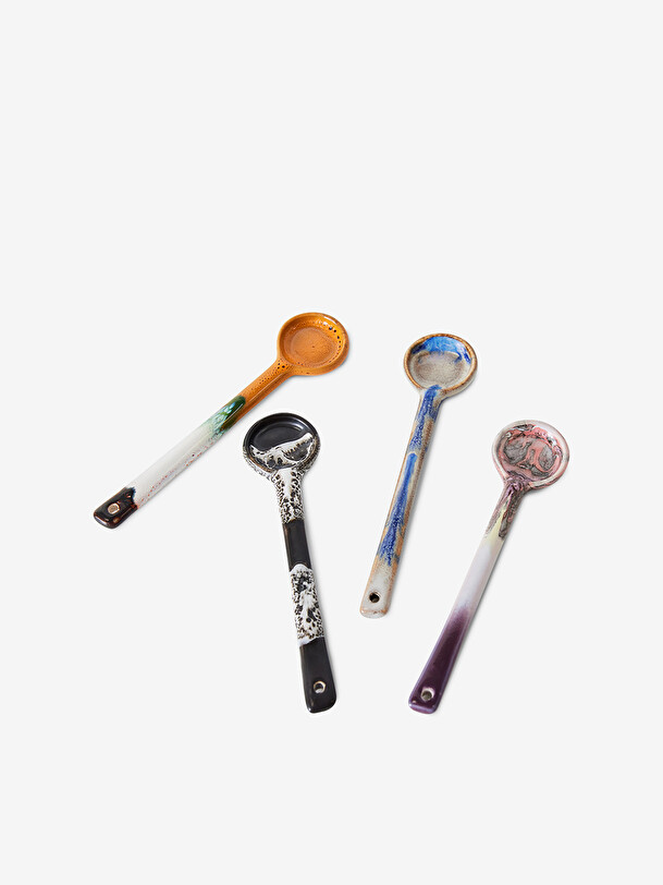 set di 4 cucchiai anni 70 multicolore