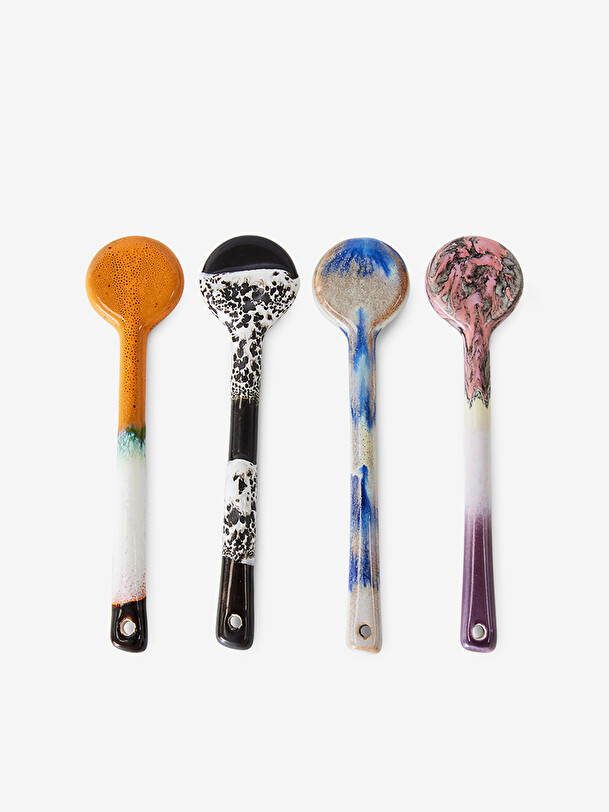 set di 4 cucchiai anni 70 multicolore