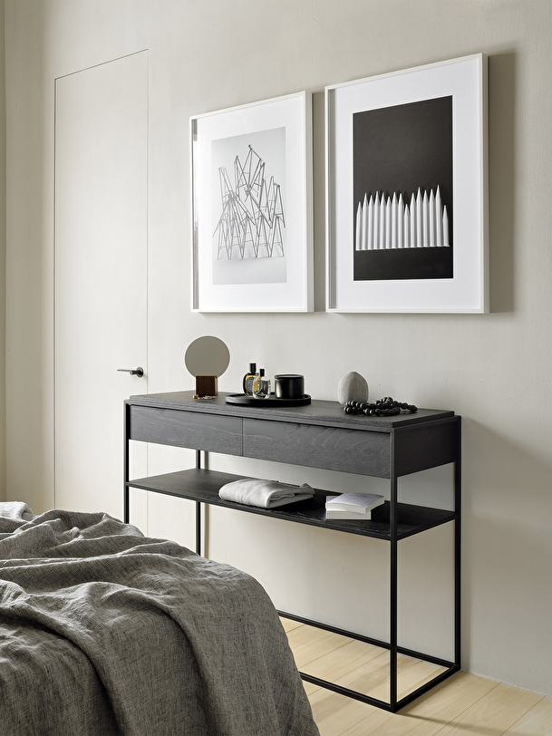 rovere monolit nero console - 2 cassetti nero