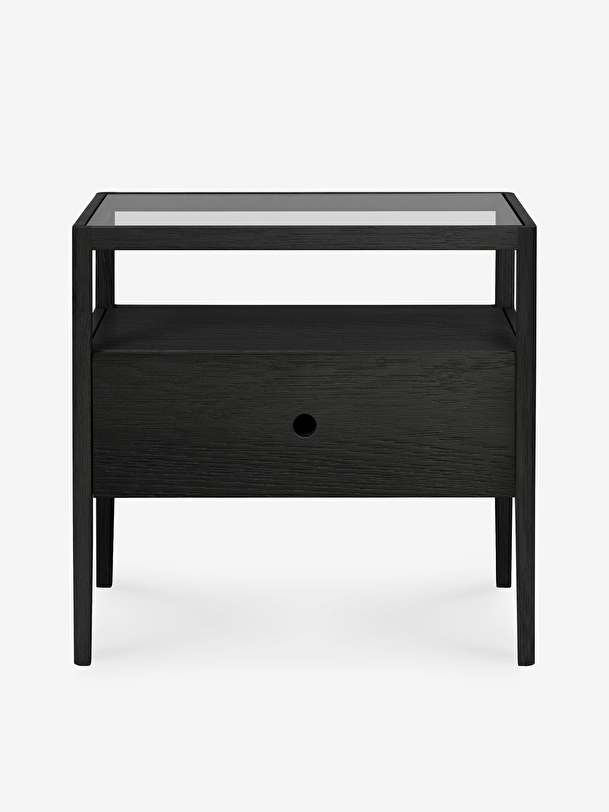 rovere mandrino nero comodino - 1 cassetto nero