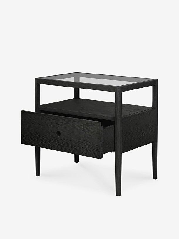 rovere mandrino nero comodino - 1 cassetto nero