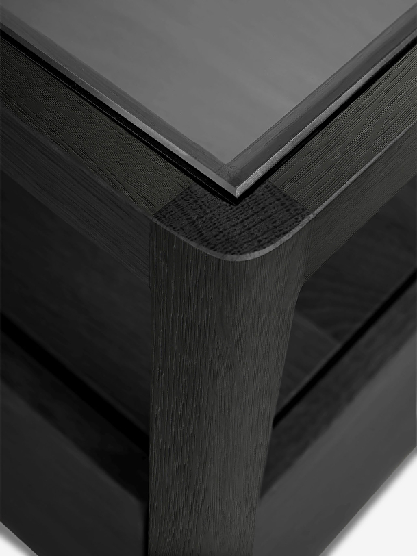 rovere mandrino nero comodino - 1 cassetto nero