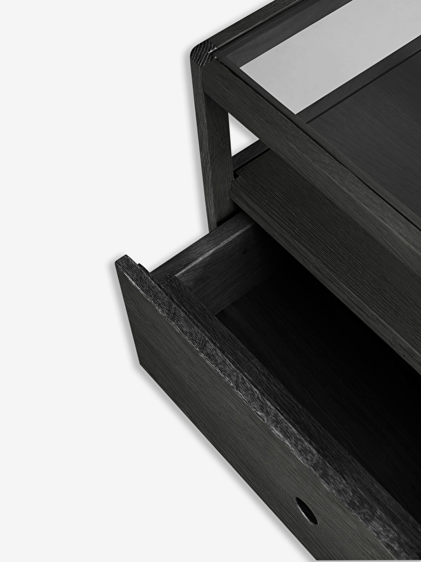 rovere mandrino nero comodino - 1 cassetto nero
