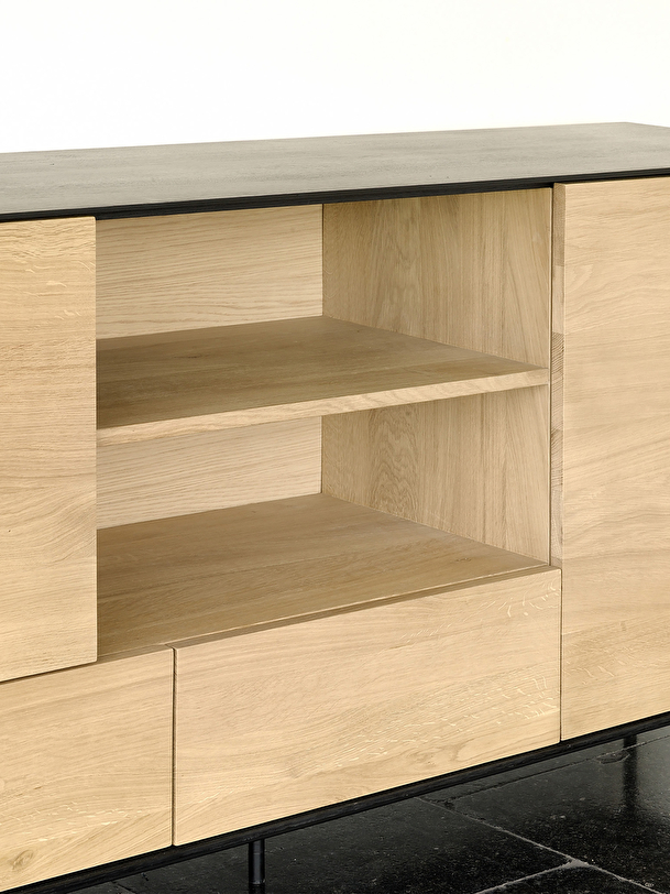 rovere merlo credenza - 3 porte 2 cassetti chene fonce
