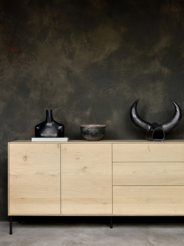 buffet whitebird it chene - 2 portes 3 tiroirs rovere chiaro