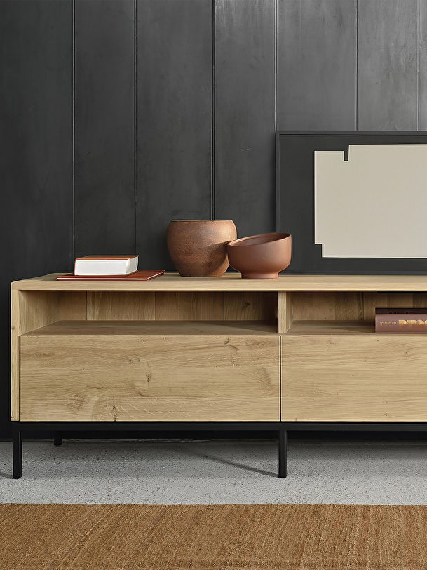 meuble tv ligna it chene - 3 tiroirs rovere chiaro