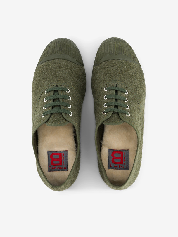 donna lace-up flanella tennis khaki